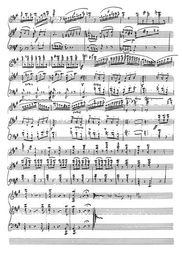 Die Schlussseite des Autografs des Klavierauszugs zum Violinkonzert